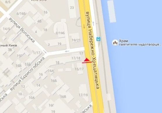 Схема рекламной плоскости по адресу Набережно-Крещатицкая ул., 17/18 - Борисоглебская ул.