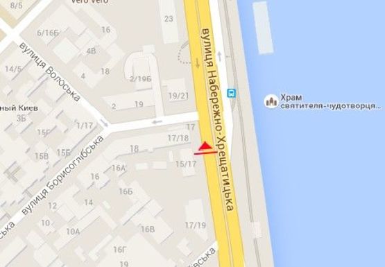 Схема рекламной плоскости по адресу Набережно-Крещатицкая ул., 17/18 - Борисоглебская ул.
