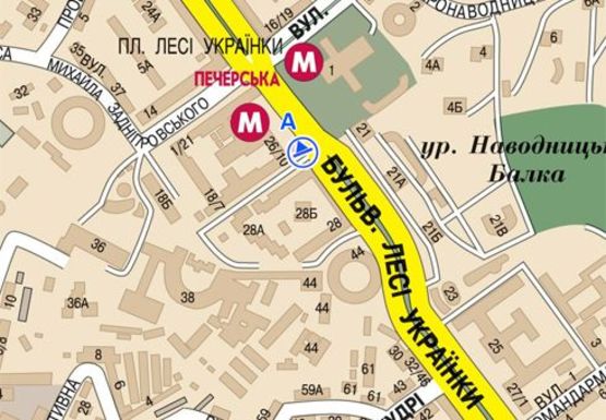 Схема рекламної площини за адресою Леси Украинки б-р, 26
