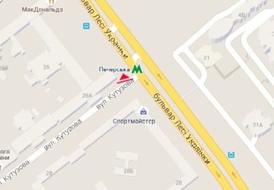 Схема рекламной плоскости по адресу Леси Украинки б-р, 26