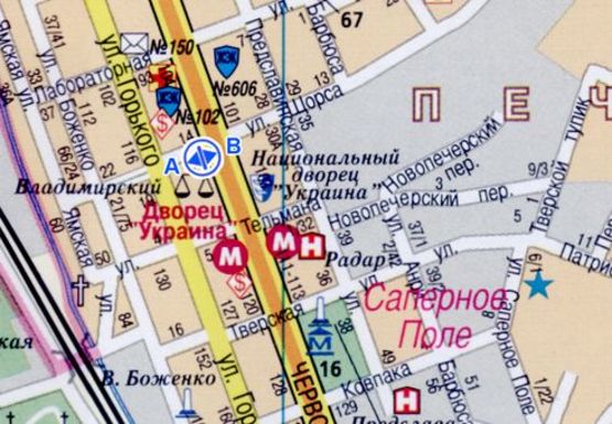 Схема рекламної площини за адресою Большая Васильковская ул., 114 - Владимиро-Лыбидская ул.