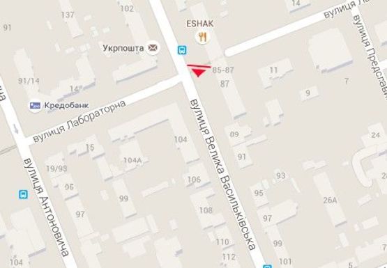 Схема рекламной плоскости по адресу Большая Васильковская ул., 85 - 87