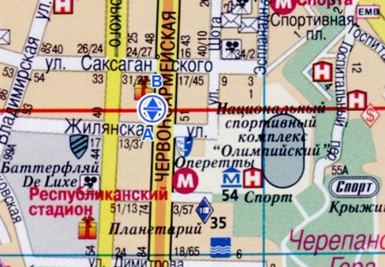 Схема рекламної площини за адресою Большая Васильковская ул., 58