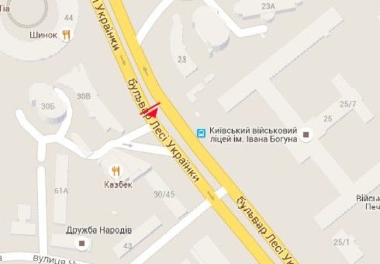 Схема рекламной плоскости по адресу Леси Украинки б-р, 30