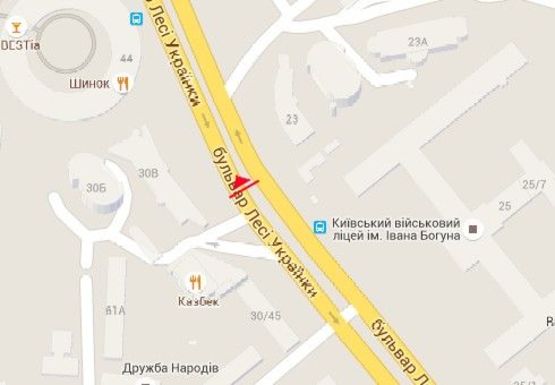 Схема рекламної площини за адресою Леси Украинки б-р, 30