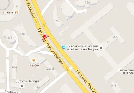 Схема рекламної площини за адресою Леси Украинки б-р, 30