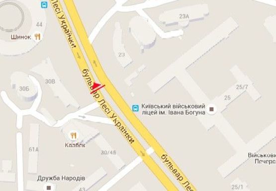 Схема рекламной плоскости по адресу Леси Украинки б-р, 30