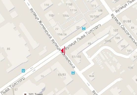 Схема рекламной плоскости по адресу Толстого  Льва ул. - Жилянская ул.