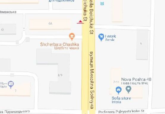 Схема рекламной плоскости по адресу М. Бойчука ул. (Киквидзе), 6а