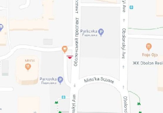 Схема рекламной плоскости по адресу Оболонский пр., 21