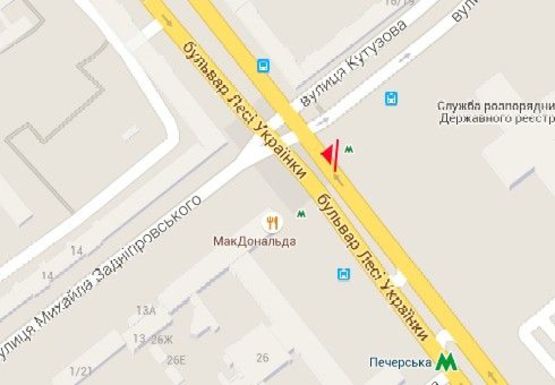 Схема рекламної площини за адресою Кутузова ул., 1