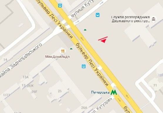 Схема рекламной плоскости по адресу Леси Украинки б-р