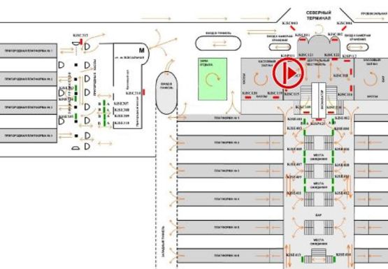 Схема рекламної площини за адресою Центральный холл (Северный терминал)