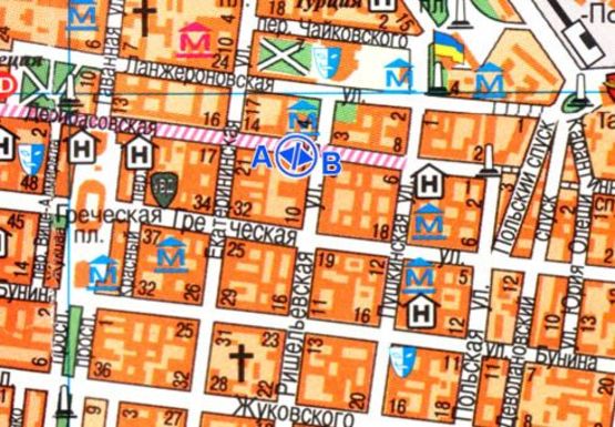 Схема рекламної площини за адресою Дерибасовская ул., 11