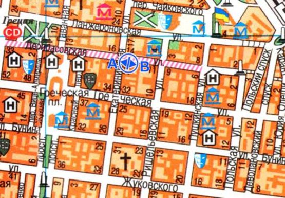 Схема рекламної площини за адресою Дерибасовская ул., 15