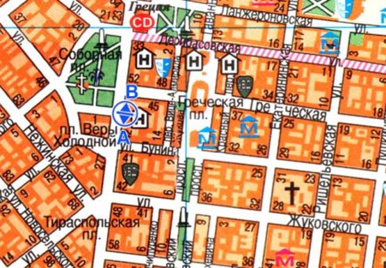 Схема рекламної площини за адресою Преображенская ул., 40 - Греческая ул., остановка