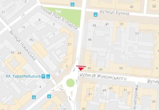 Схема рекламної площини за адресою Преображенская ул., 46 -  Жуковского ул.