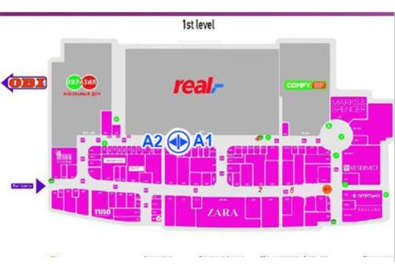 Схема рекламної площини за адресою ТЦ "Ривьера" холл №1 А1