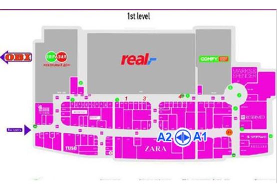 Схема рекламної площини за адресою ТЦ "Ривьера" холл №2 А2