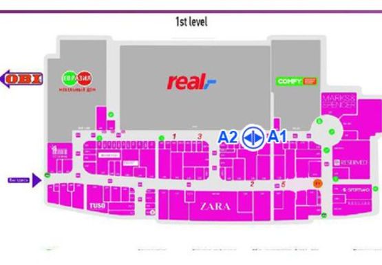 Схема рекламної площини за адресою ТЦ "Ривьера", холл №4 А1