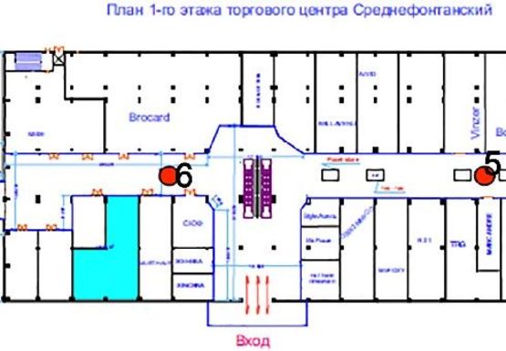 Схема рекламной плоскости по адресу ТЦ Fontan Sky холл №6А2