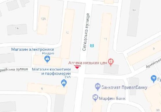 Схема рекламної площини за адресою Сегедская ул. №12 В