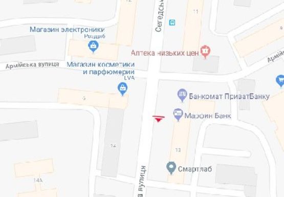 Схема рекламної площини за адресою Сегедская ул. №13 А