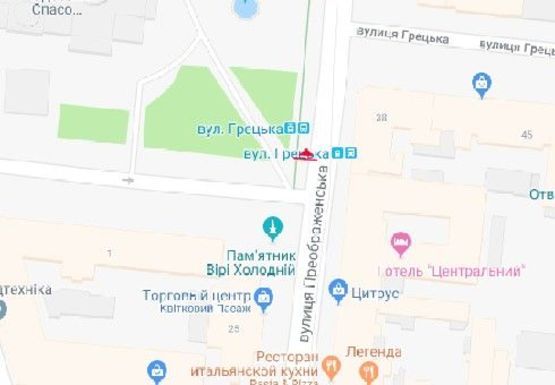 Схема рекламної площини за адресою Преображенская ул. (угол Соборной площади) А