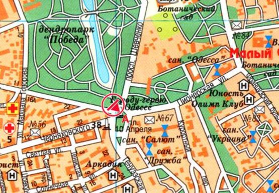 Схема рекламной плоскости по адресу 10-го Апреля пл., дендропарк "Победа"