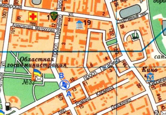 Схема рекламної площини за адресою Шевченко пр., 7 - Гагарина пр.