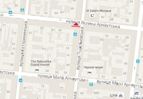 Схема рекламной плоскости по адресу Ришельевская ул.62 - Б. Арнаутская ул.