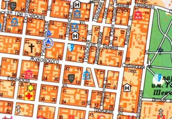 Схема рекламной плоскости по адресу Ришельевская ул. - Бунина ул.25