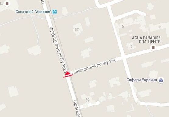 Схема рекламной плоскости по адресу Французский блв., 69 - Санаторный пер.