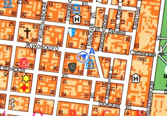 Схема рекламной плоскости по адресу Жуковского ул. - Польская ул. А4