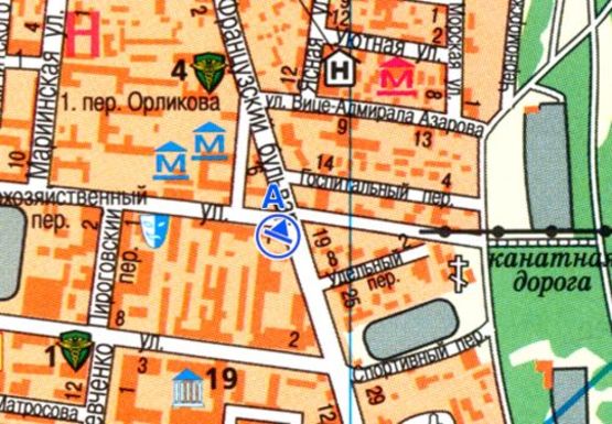 Схема рекламной плоскости по адресу Французский б-р. - Пироговская ул. А3