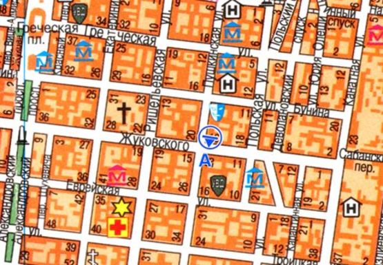 Схема рекламної площини за адресою Пушкинская ул. - Жуковского ул. А4