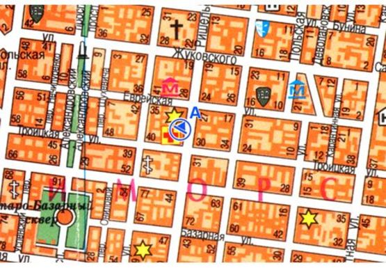 Схема рекламної площини за адресою Ришельевская ул., 32 А2