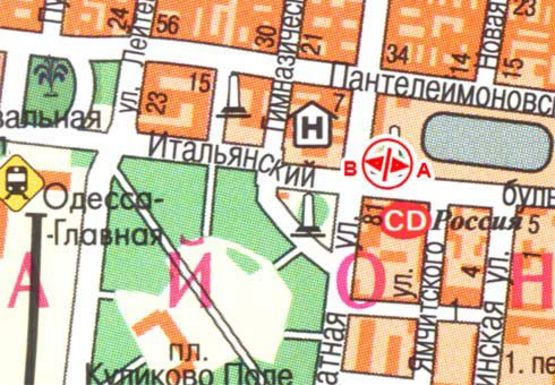 Схема рекламної площини за адресою Итальянский блв. - Канатная ул., 79/1 А4