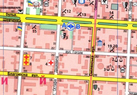 Схема рекламної площини за адресою Шевченко пр., 234, Драмтеатр (остановка)