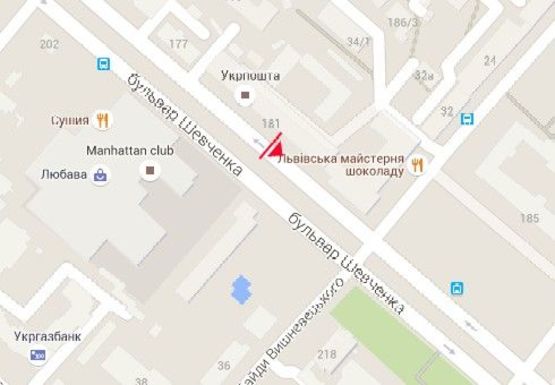 Схема рекламной плоскости по адресу Шевченко б-р., 181