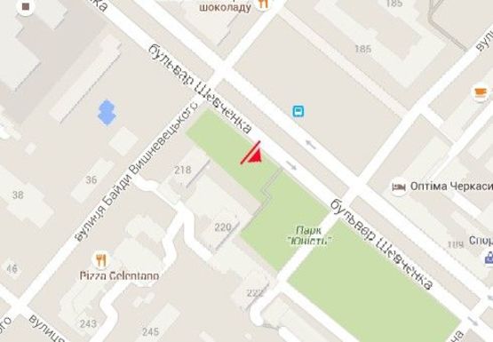 Схема рекламної площини за адресою Шевченко б-р., 218 - Байды Вишневецкого ул.