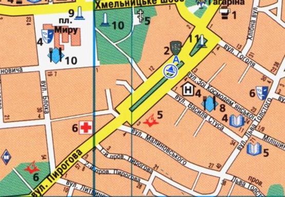 Схема рекламної площини за адресою Пирогова ул. [№6] (сквер)