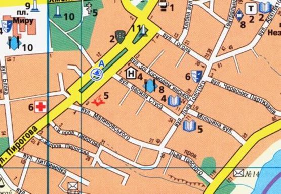 Схема рекламной плоскости по адресу Пирогова ул. [№9] (сквер)