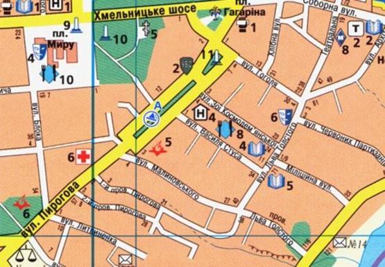 Схема рекламної площини за адресою Пирогова ул. [№10] (сквер)