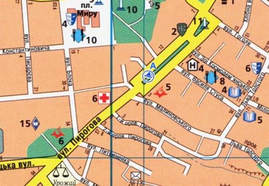 Схема рекламной плоскости по адресу Пирогова ул. [№12] (сквер)