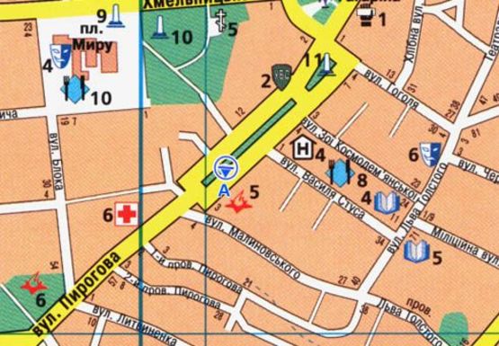 Схема рекламної площини за адресою Пирогова ул. [№20] (сквер)