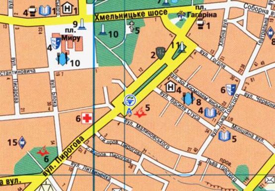 Схема рекламної площини за адресою Пирогова ул. [№21] (сквер)