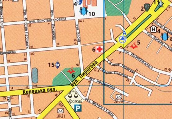 Схема рекламной плоскости по адресу Пирогова ул. [13] (сквер)