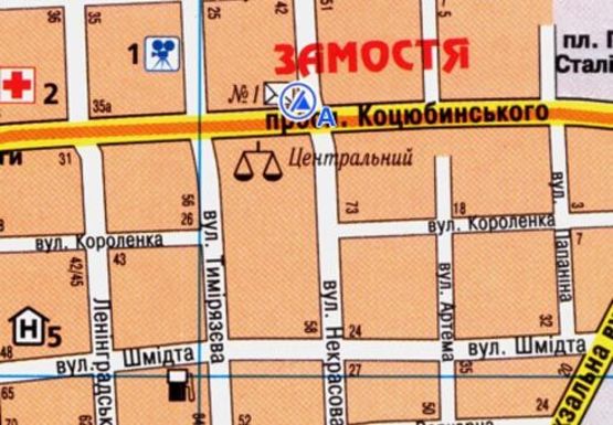 Схема рекламной плоскости по адресу Коцюбинского ул. - Некрасова ул.