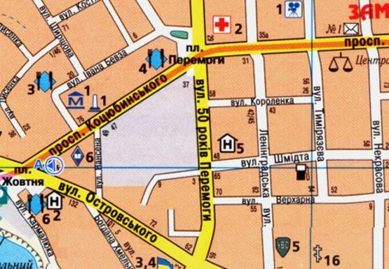 Схема рекламной плоскости по адресу Коцюбинского ул. - Брацлавская ул. (Техникум)